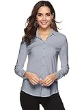 Abollria Blusa Elegante para Mujer Camisa de Oficina Manga Larga Slim Fit Formal Camiseta Basica Casual Tops con Botones