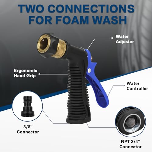 Image of anngrowy Car Wash Foam Gun Soap Car Wash Foam Cannon for Garden Hose Foam Sprayer Car Wash Soap Foam Gun Hose Foam Cannon Blaster Hose Foam Cannon Gun Quick Connector to Any Garden Hose (Blue)