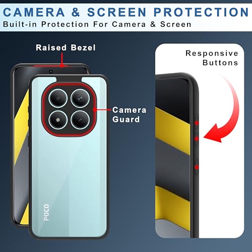 Image of CEDO Poco M8 Pro (5G) Backcover Case | Camera Protection Bump Shockproof Edge | Ultra Hybrid Transparent Acrylic Clear TPU+PC Hard Backcase Cover (Black)