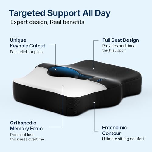 Frido Memory Foam Piles Seat Cushion for Pain Relief from