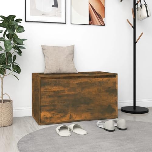 Banc de couloir en chêne fumé 80cm avec tiroir de rangement