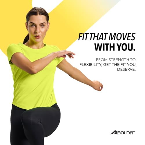 Image of Boldfit Tshirt for Woman Relaxed Fit Gym Tshirt for Women Workout Lightweight T Shirt for Woman Breathable Women T Shirt Round Neck T Shirts for Training, Running, Gym, Yoga, Badminton, Pickleball