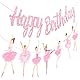 3 Stück Happy Birthday Girlande Mädchen,Geburtstagsgirlande Ballerina,Wimpelkette Geburtstag mit Ballett Deko,Ballerina Geburtstag Deko,Tutu Tanzparty Banner,Tutu-Tanzpartyzubehör für Mädchen (Rosa)