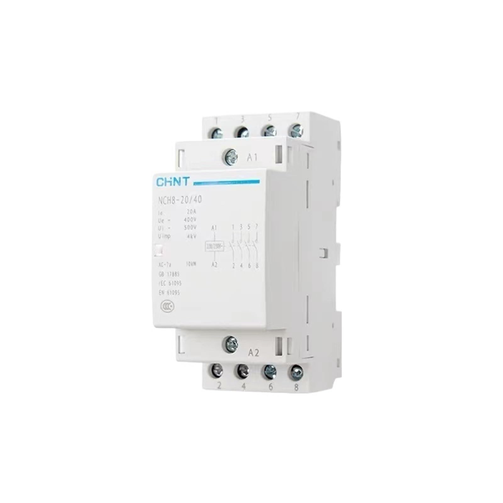 NCH8-63/20 Mini Contactor Modular de CA for el hogar 220V 230V 20A 25A 40A 63A 1NO 1NC 2NO 2NC 4NO NCH8-20 25 40(NCH8-63A,2NC)