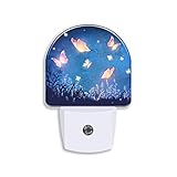 AKKAVNIA Garden at Night Nightlight Glowing Butterflies Night Light Plug into Wall with Dusk to Dawn Sensor 0.5W LED Night Light for Boys Girls Men Women Home Decor