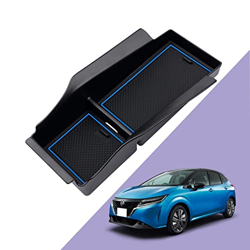 LUWU 日産 ノート 専用 アームレストボックス ノート E13/SNE13 新型 ノート 内蔵型コンソールボックス コンソールトレイ 収納ボックス ラバーマット付き 滑り止め ノートオー FE13/FSNE13 アクセサリー 騒音軽減 装着簡単 内装パ