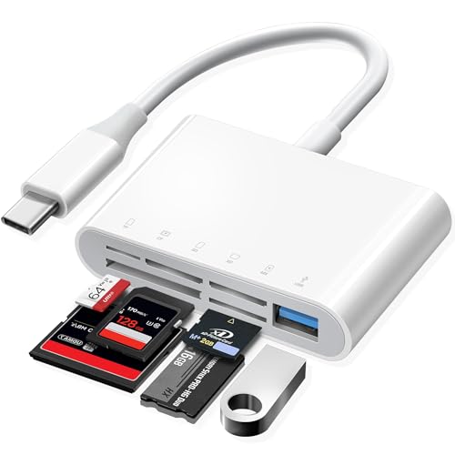 Oyuiasle Lector de tarjetas USB C SD USB-C a SD MicroSD XD Picture MS Memory Stick Tarjetas flash compactas, tipo C, 6 ranuras, adaptador de visor para iPhone 15 16, iPad, Mac, portátil, MacBook, más