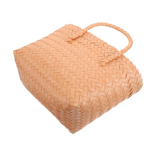 Plastic Woven Beach Bag for Women Straw Tote Handbag Rattan Travel Purse