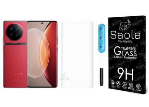 Image of Saola Curved UV Tempered Glass For Vivo X90 Pro+. Comes With UV Light & Glue For Finest Pasting. Edge To Edge Protection With Case Friendly Fit. (Pack Of 1)