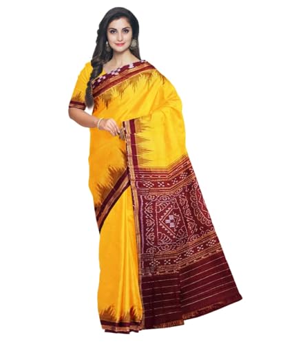 Image of Ikat Women Cotton Saree, Handmade Pure Cotton Khandua Saree, Ikkat Orissa Traditional Handloom Saree Without Blouse 45