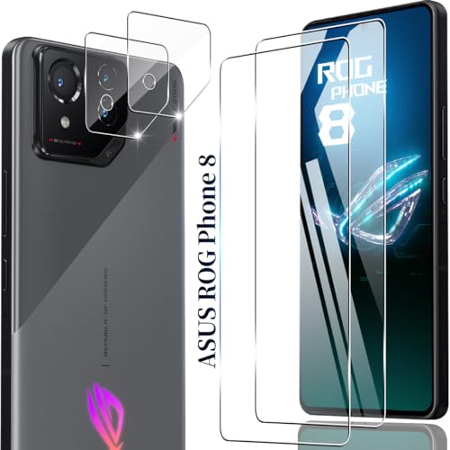 対応 ASUS ROG Phone 8 / ROG Phone 8 pro ガラスフィルム 2+2枚セット 指紋認証対応 用 ROG Phone 8 pro フィルム カメラ保護フィルム 国産AGC 旭硝子 9H硬度 全面保護 ラウンドエッジ加工 用 RO