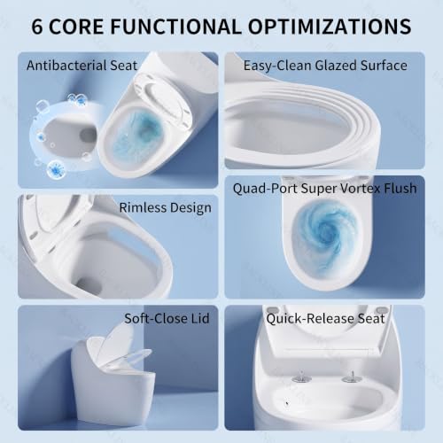 Image of Backline 4D Vaccum Siphonic Commode Toilet | One Piece Water Closet With In-build 5L Tank & Soft Closing Toilet Seat - 9 inch Inch S Trap Outlet Is From Floor (White) (7 Years Color Warranty)