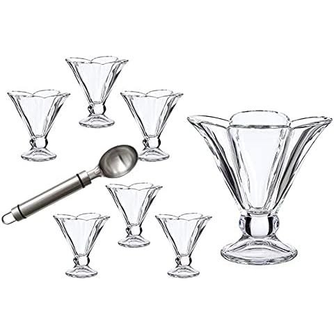 Set de 6 copas de helado de cristal resistente con forma de flor Cover