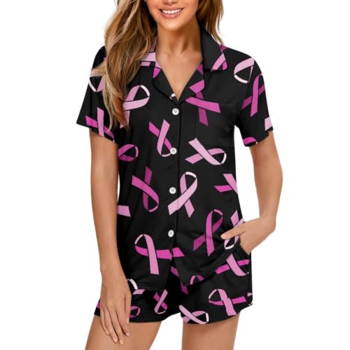 Image of Women's Short Sleeve Sleepwear Pajamas Nightwear with Pockets | Premium Polyester Fabric Ultra Soft Lightweight Breathable Touch, Wrinkle Resistant, All Day Cozy Wear for Daily Sleep