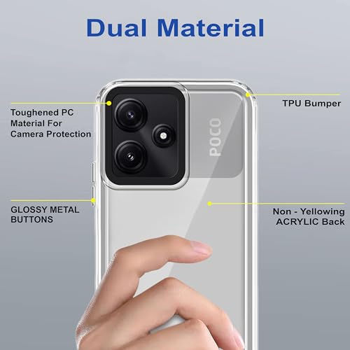 Image of Zapcase Back Case Cover for Poco M6 Pro 5G | Compatible for Poco M6 Pro 5G Back Cover | Case Cover with Camera Protection | (TPU + PC | Transparent)