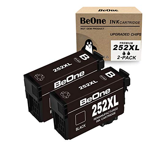 BeOne Remanufactured Ink Cartridge Replacement for Epson 252XL 252 XL T252 T252XL Black Ink to Use with Workforce WF-7720 WF-3640 WF-7710 WF-3620 WF-7110 WF-7620 WF-7610 WF-7210 WF-3630 Printer (2 BK)