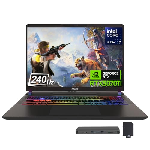 Image of msi Vector 16 HX AI 16 inch QHD+ 240Hz Gaming Laptop, Intel Core Ultra 7 255HX, GeForce RTX 5070 Ti, 64GB DDR5, 3TB Storage(2TB SSD+1TB Docking Station), 24-Zone RGB Keyboard, Wi-Fi 7, Win 11 Pro, Gray