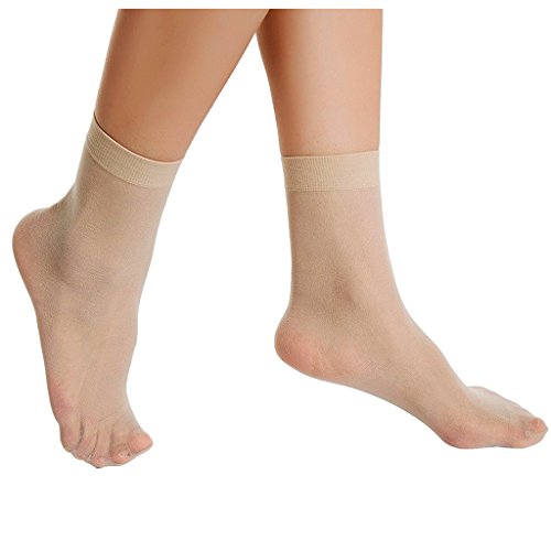 BONAS Women Sheer Socks 10 Pairs Ankle High Soft Crystal Silky Hosiery Office4