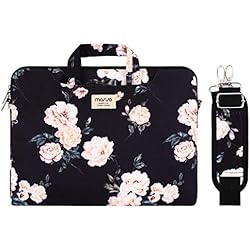 Maletin Portatil Mujer Desigual MOSISO Funda Protectora Compatible con MacBook Pro 16 Pulgadas A2141 / Pro Retina A1398, Portátil de 15-15,6 Pulgadas, Maletín de Transporte Camellia con Cinturón, Negro