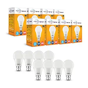 Wipro Garnet 10W B22 LED Bulb, Coolwhite (Pack of 8)