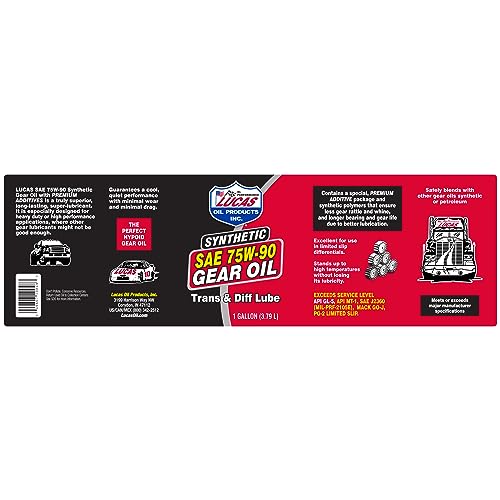 Image of Lucas Oil 10048 Synthetic SAE 75W-90 Gear Oil - 1 Gallon