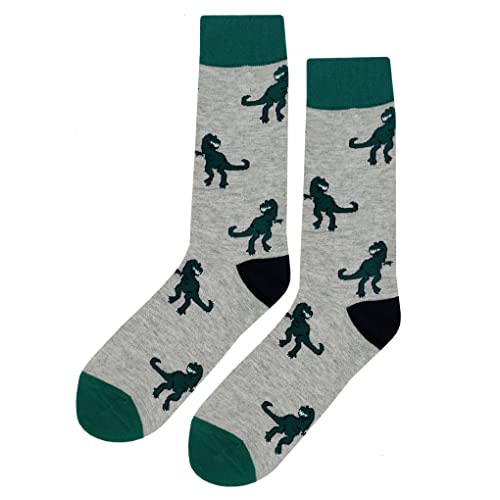 T Rex Dress Socks Funny Novelty Crazy Fun Design Men Size 8-12 Cotton Casual Crew Colorful Funky Fancy Socks Gift for Men - Main Image