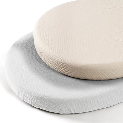 lulumoon Musselin-Baumwolle Spannbettlaken 2er Set: Bettlaken Beistellbett...