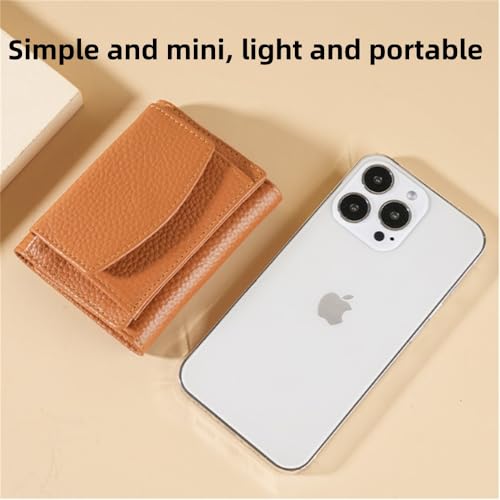 Generic Preliminary Wallet With Coin Pouch, New Genuine Leather Rfid Blocking Card Holder Organizer Folding Mini Wallet Unisex, Women's Foldable Short Wallet,Premium Leather Wallet for Women (Brown)3