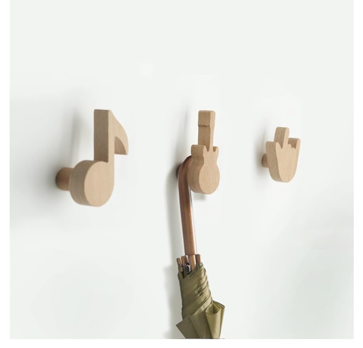 Noti Perchero Infantil Pared Madera Juego de 3 Percheros Infantiles | Colgador infantil pared en madera; diseño de notas musicales con bordes redondeados, ideal para chaquetas.