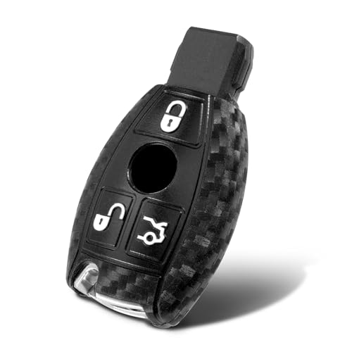 WORCAS Luminous Key Fob Case Carbon Fiber Pattern Silicone Cover Compatible with Mercedes Benz A B C E G M Class CLA CLS GLC GLA Class 3 4 Button