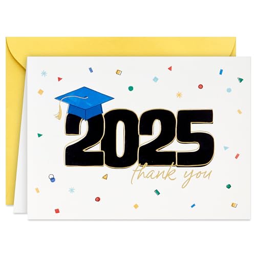 Cartes de remerciement 2025 haut de gamme avec confettis pour diplôme