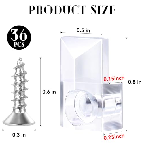 Image of 36 PCS Mirror Holder Clips Kit, Mirror Hangers for The Wall, Clear Plastic Retainer Clips, Frameless Glass Hanging Kit with Screws and Fixed Mirror Box Door