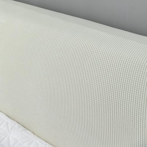 Image of HOMETHREADS Stretchable Lycra /Velvet Bed Headboard Cover Soft BedHead Dust-Proof Cover,Head Back Protector for Your Leather /Cloth /Wooden Bedside| 3 to 3.3 Feet Single Bed Back Cover (White, 90x65cm)