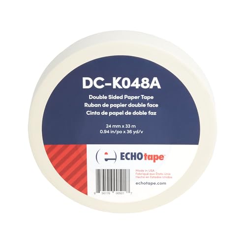 Image of ECHOtape DC-K048A | Strong, Double-Sided Tape for Temporary Hold and Bonding | White | Sticks Well to Most Surfaces | Removes Cleanly | Easy Tear | Excellent Holding Power | .94 in x 36 yd