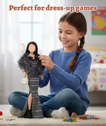Image of Doll Clothes Set, Doll Dress for Role-Play Activities, Creative Fashion Combinations for Storytelling Games, Complete Outfit with Dress, Shoes, and Accessories for Interactive Play (Colour)
