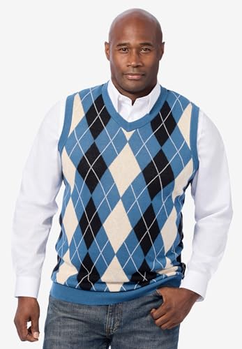 KingSize Men's Big & Tall V-Neck Argyle Sweater Vest - 3XL, Blue Diamond4
