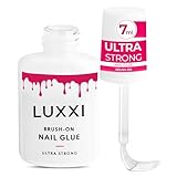 LUXXI Super Strong Brush On Nail Glue for Press On Nails | Best Extra Strength Nail Glue for Long Lasting Extended Wear for Press-Ons, Nail Tips & Acrylic Nails