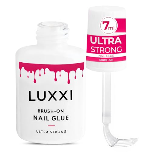 LUXXI Super Strong Brush On Nail Glue for Press On Nails | Best Extra Strength Nail Glue for Long Lasting Extended Wear for Press-Ons, Nail Tips & Acrylic Nails