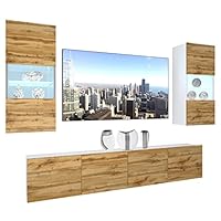 BELINI Unité Murale TV NEX I Ensemble Muebles De Salon Complet I 300 X 180 X 36 Cm I Blanc Très Brillant/Noir Très Brillant 2 | Leroy Merlin