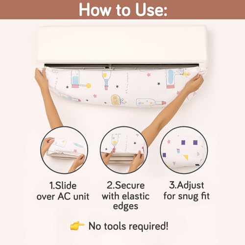 Image of HOKIPO AC Cover for most 2 Ton Split AC | Fits AC Units upto Size 110x33x31 cm | Dustproof, Waterproof & Washable Indoor Unit Cover | Protective & Decorative | Whimsical Bottles (D3-AR5874)