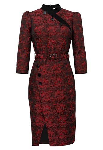 Image of CHIC STAR Womens Embossed Jacquard Buttons Dress