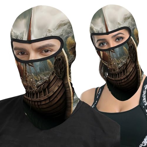 Máscara de esquí para hombres y mujeres, balaclava con estampado de barco antiguo, máscara facial térmica para frío, equipo para motocicleta, máscara facial de invierno para mujeres y hombres miniatura 1