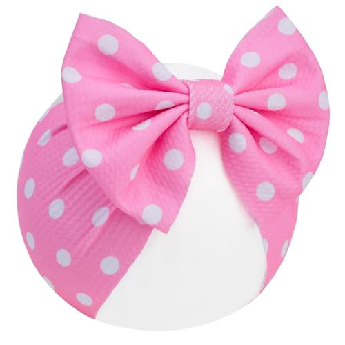LDDCX Baby Headband Bow Large Hair Bows Red Headband Wide, Newborn White Polka Dot Hair Bows Hairbands Hair Accessories.(FD139) (Pink)