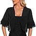 Atxnn Women's Bolero Shrug Summer Chiffon Cropped Cardigan Tops UK Ruffled Half Sleeve Jacket Ladies Open Front Sheer Shrugs Shawl, Black L