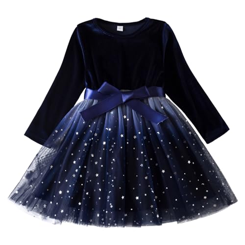 TTYAOVO Girl Long Sleeve Dress Fall Winter Princess Causal Dresses