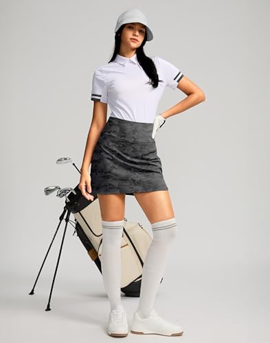 Image of SANTINY Women's Golf Skirts Skorts High Waisted Tennis Skirt Athletic Workout Casual Skorts for Woman with Short Pockets