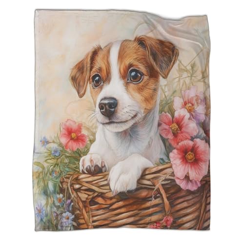 Couverture microfibre lavable motif chiot 3D plaid lit léger 150x200cm - 3