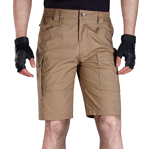 FREE SOLDIER Men's Tactical Cargo Shorts Relaxed Fit Water Resistant Work Hiking Shorts (Coyote Brown, 32W x 10L)