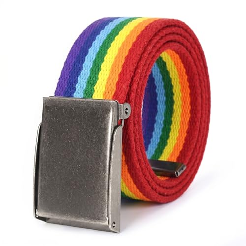 Image of Mile High Life Canvas Web Belt | Cut to Fit Up to 52 inch | Flip-Top Matte Silver Nickel Buckle 12 Colors