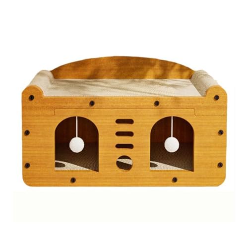 SLEEPHEAD®Cat Scratcher House, Cat Scratcher Board Cat Cave with Hanging Ball Toy,Large Space Cardboard Cat Bed Condo,Suitable for Cats to Rest&Scratching Cat Scratch Pad